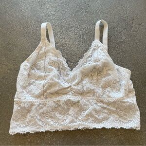 Lace Off White Stretch Bralette Crop Top